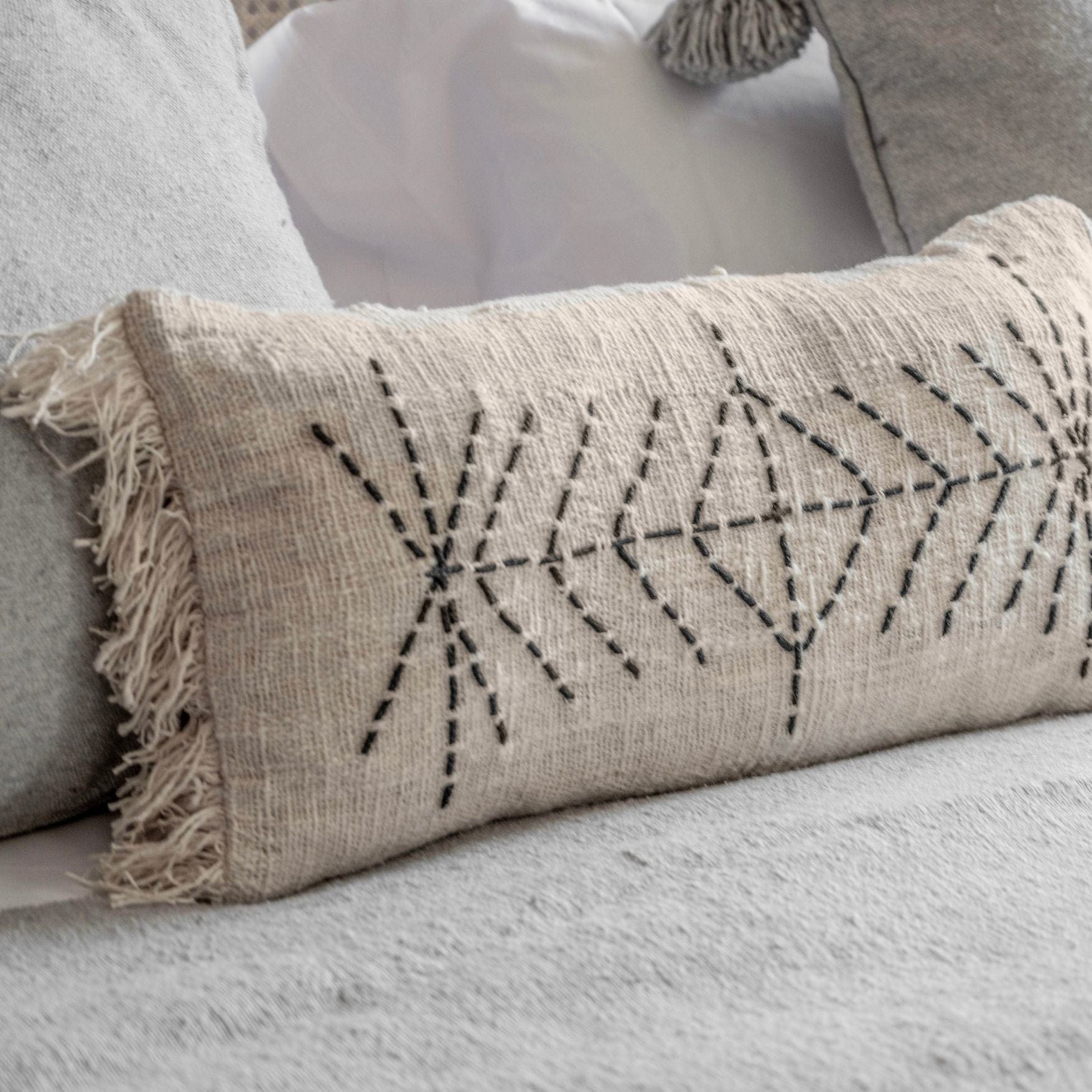 Zoco Home Decor/Textile Bali Cushion Cover | White Tassel | 60x30cm