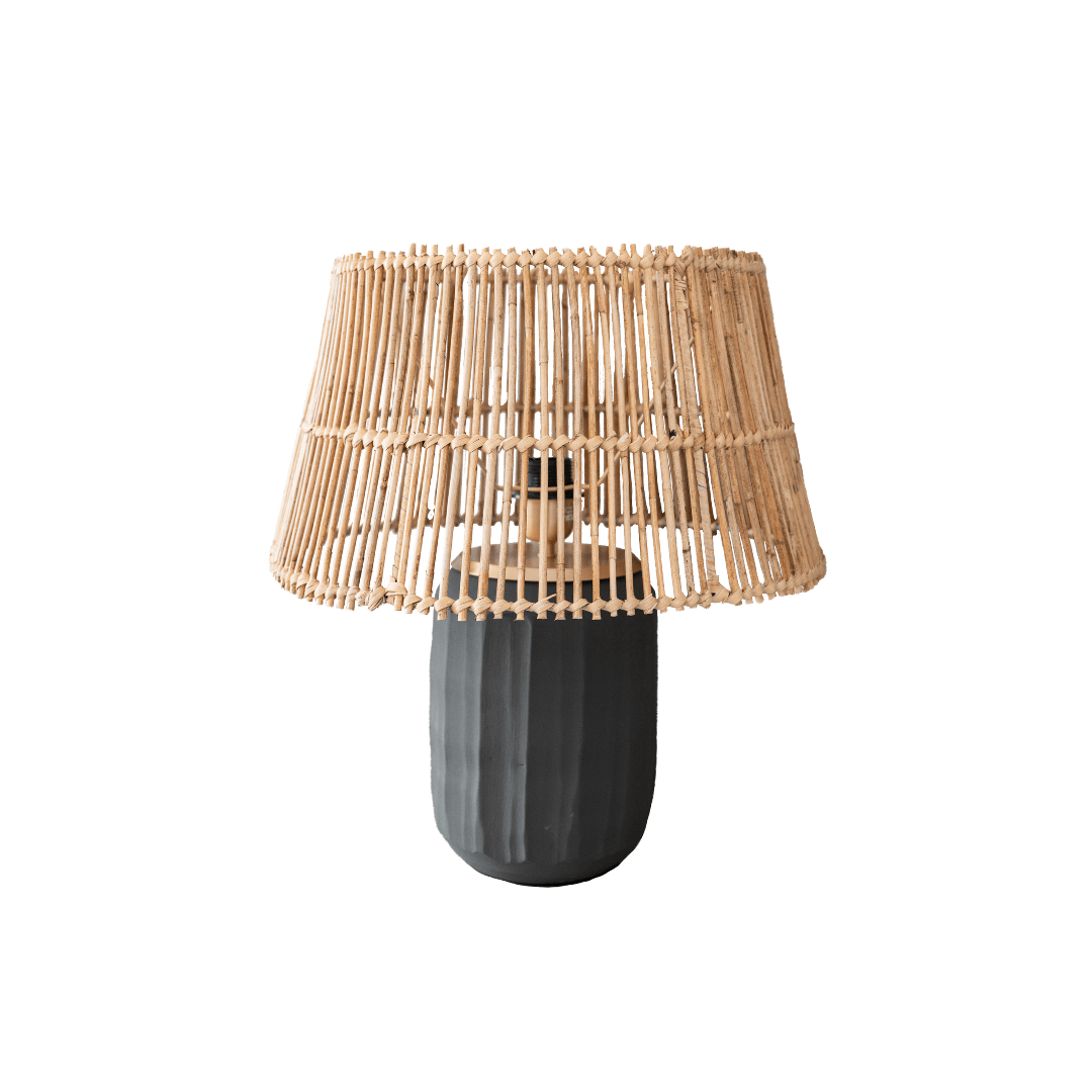 Zoco Home Clay & Rattan Table Lamp | Brown/Natural