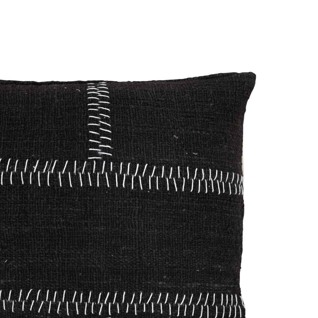 Zoco Home Decor/Textile Cotton Cushion Cover Rustic Stitch | Black 40x60cm