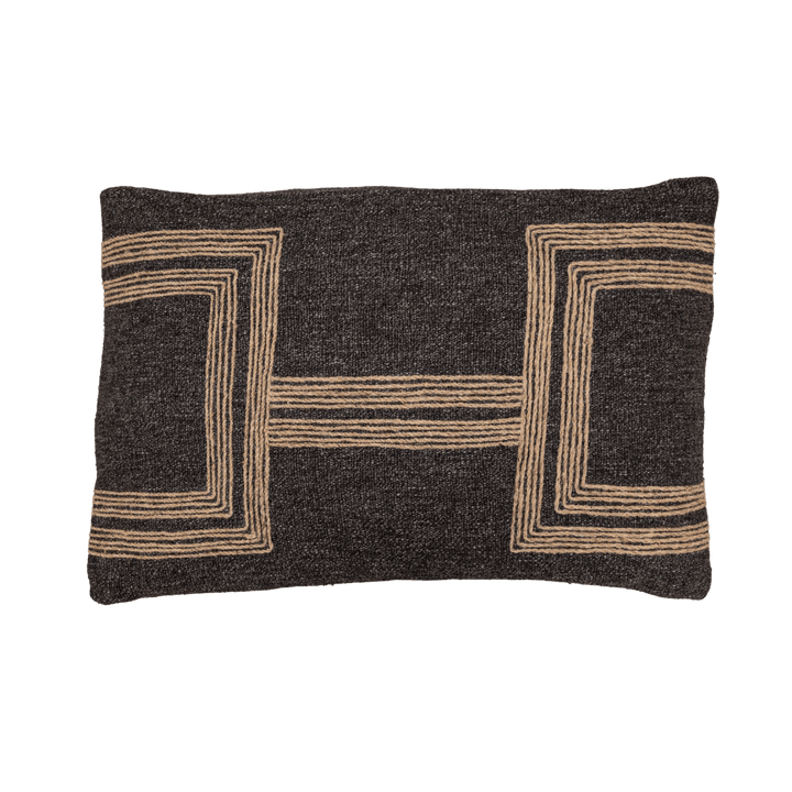 Zoco Home Cushion Embroidered Jute Cushion Cover | Charcoal