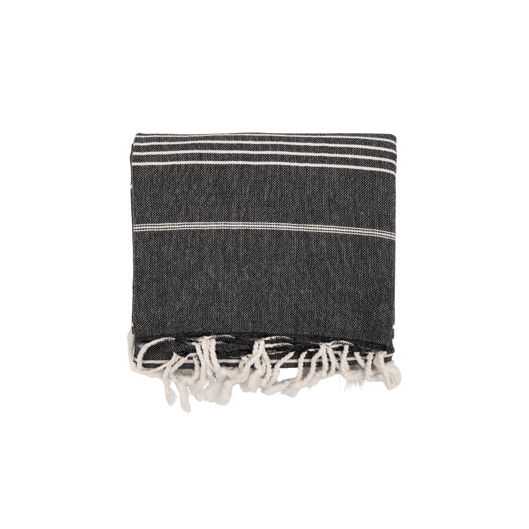 Zoco Home Textiles Fouta Stripe Towel | Black 90x175cm