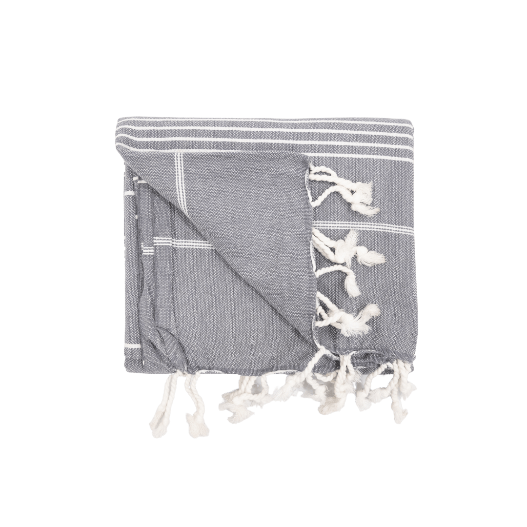 Zoco Home Decor/Textile Fouta Stripe Towel | Charcoal Grey 90x175cm