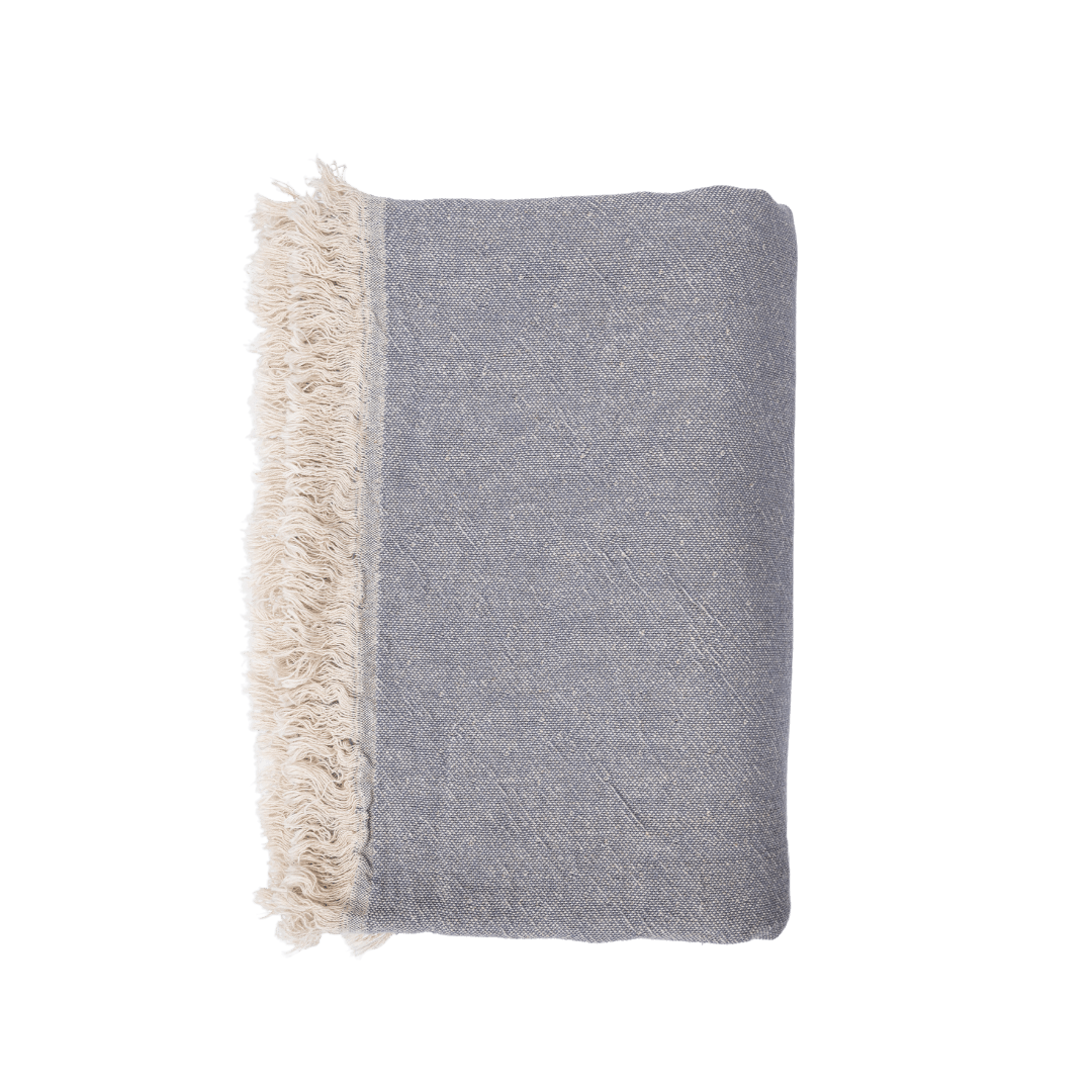 Zoco Home Decor/Textile Fouta Throw | Double-Sided | Light Blue/Grey 135x185cm