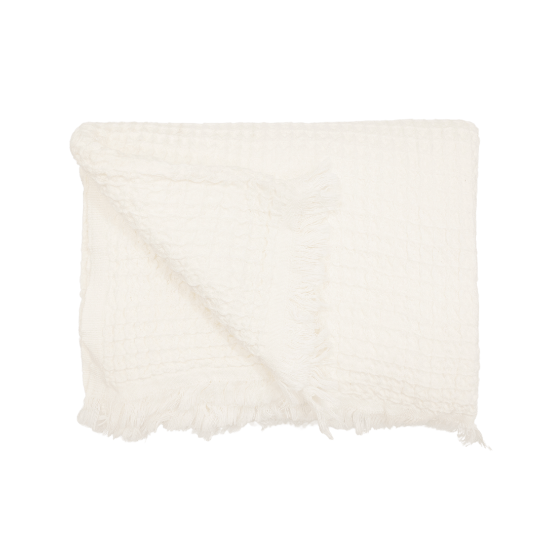 Zoco Home Textiles Fouta Waffle Throw | White 120x180cm