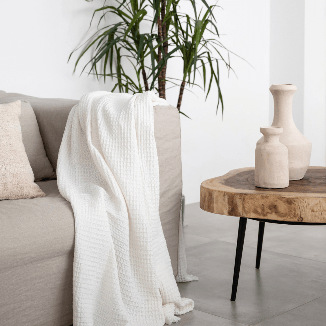 Zoco Home Textiles Fouta Waffle Throw | White 120x180cm