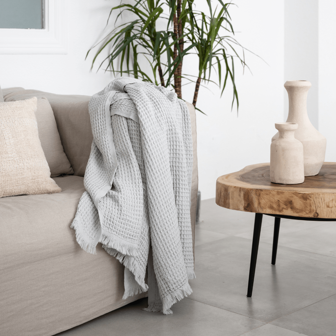 Zoco Home Textiles Fouta Waffle Towel | Light Grey 85x170cm