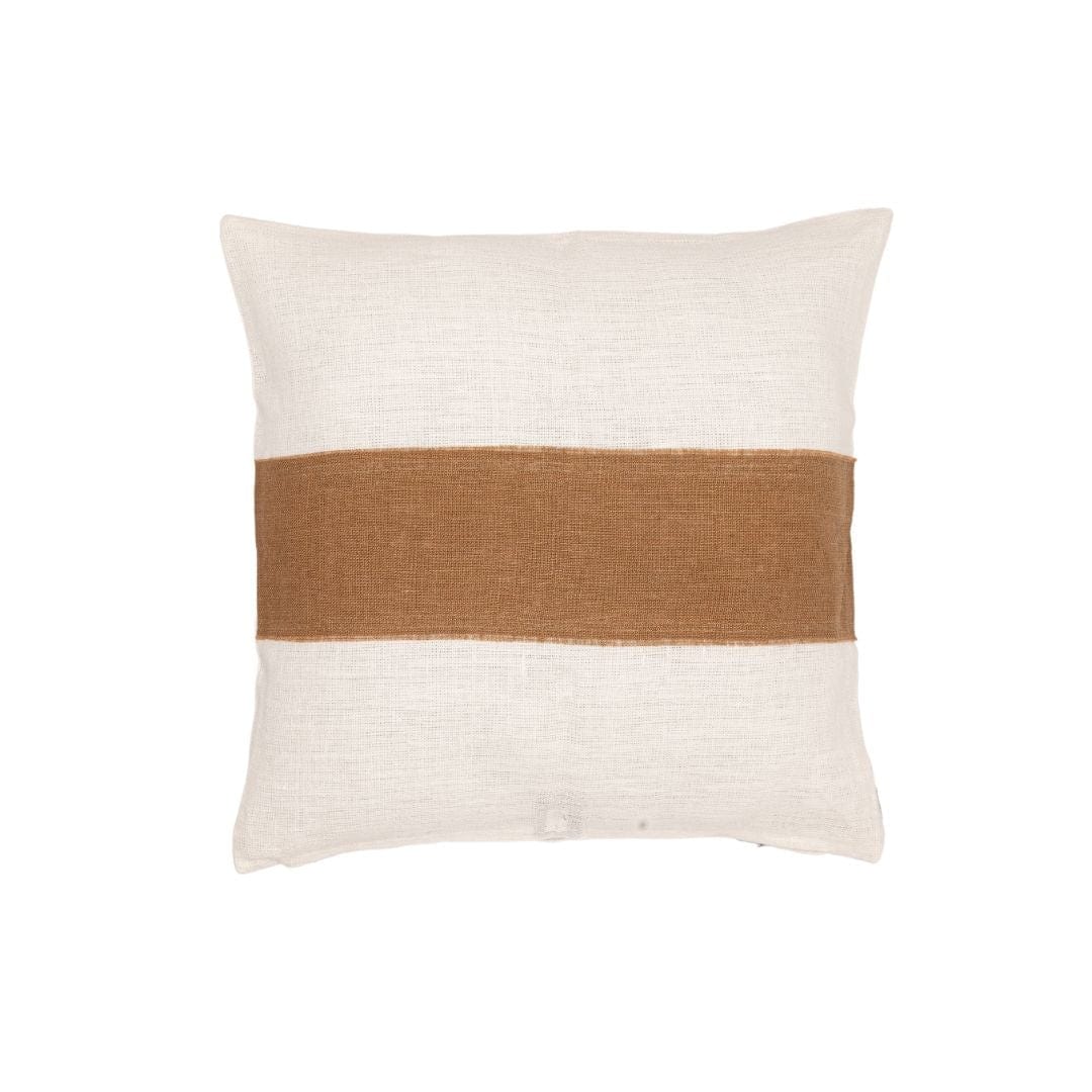 Zoco Home Goa Linen Cushion Cover | White/Tobacco 45x45cm
