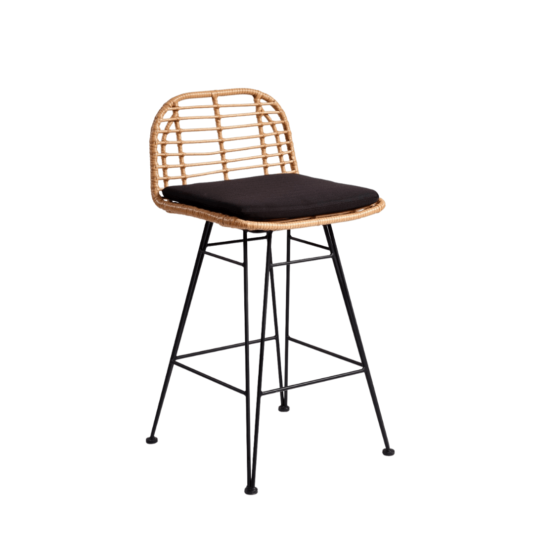 Zoco Home Outdoor/Chair/Bar Stool Jaipur Low Bar Stool | Black