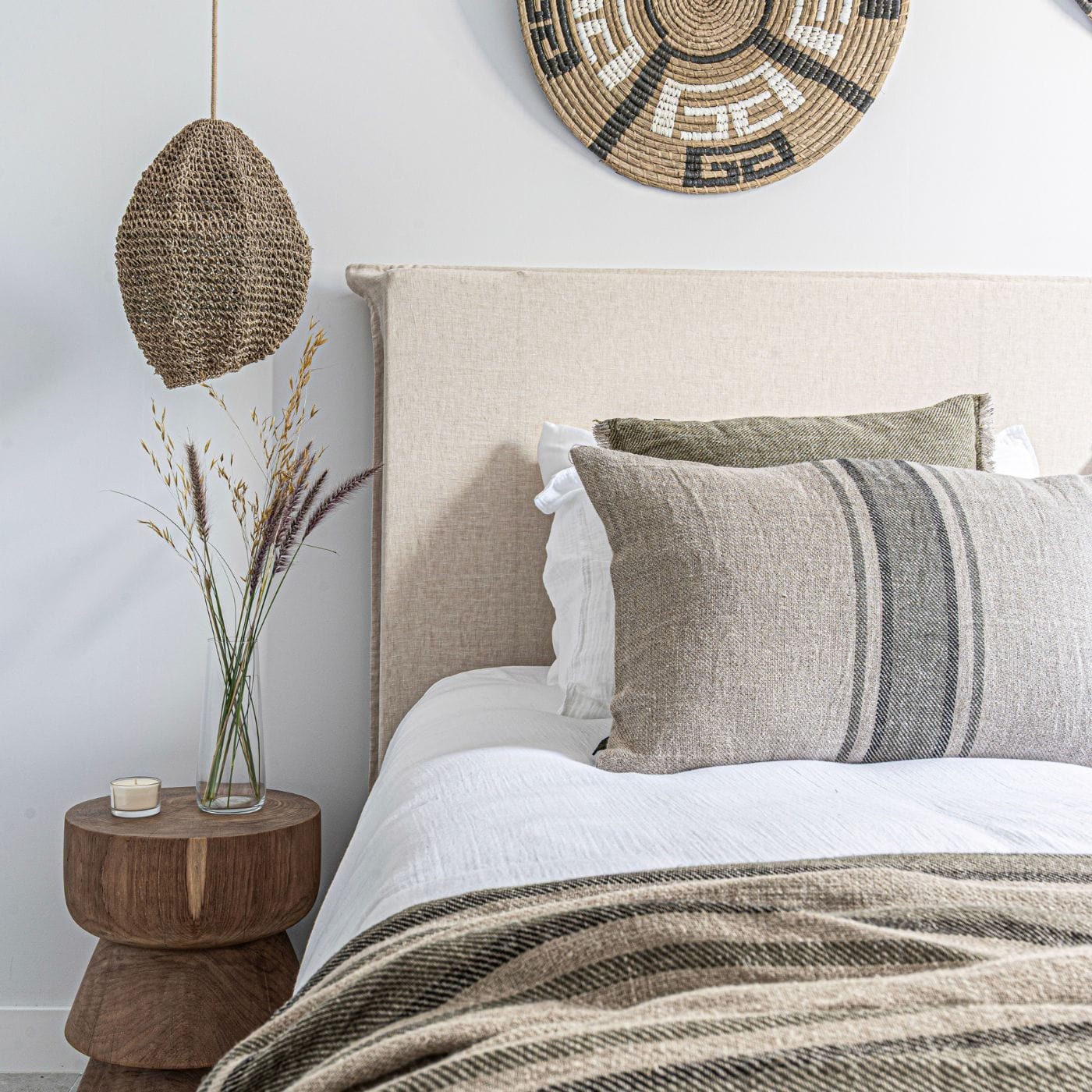 Zoco Home Furniture/Bed Linen and Cotton Headboard | Natural