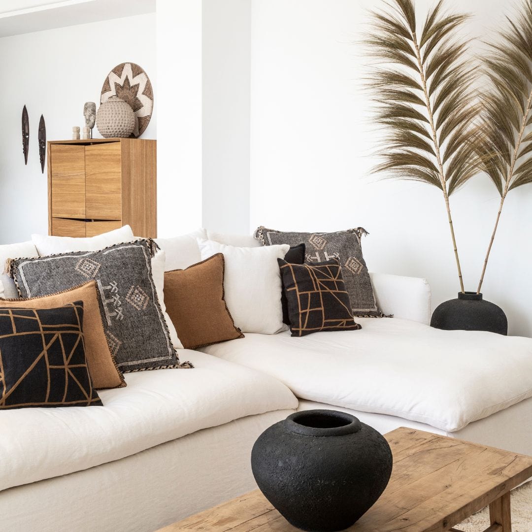 Zoco Home Linen Cushion Cover | Embroided Edge Brownie | 45x45cm