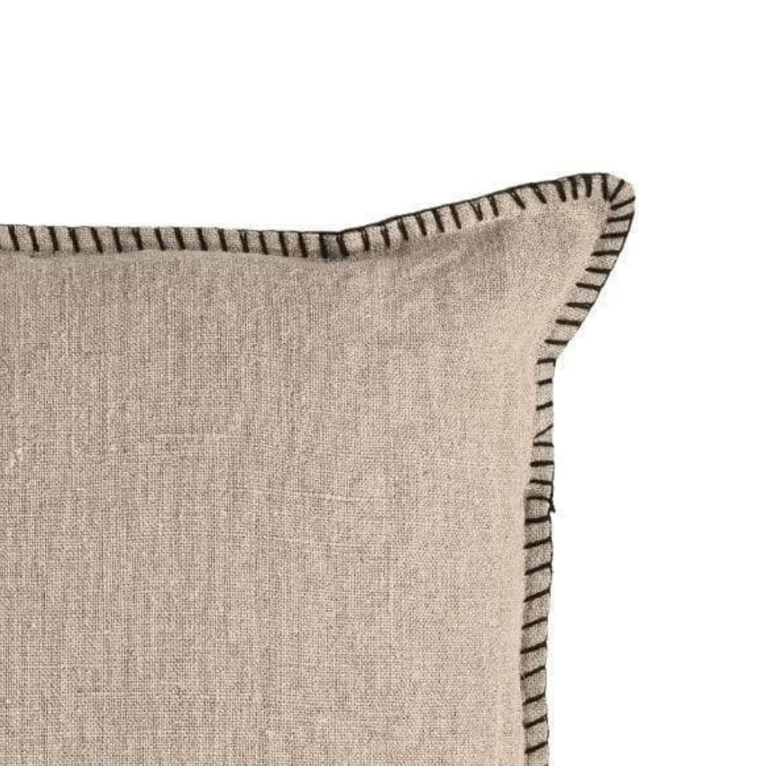 Zoco Home Pillows / Textiles Linen Cushion Cover | Embroidered Edge | Natural | 40x60cm