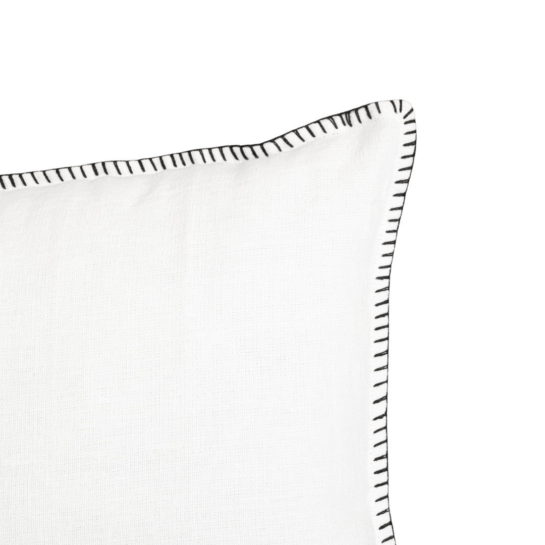 Zoco Home Pillows / Textiles Linen Cushion Cover | Embroidered Edge | White 45x45cm