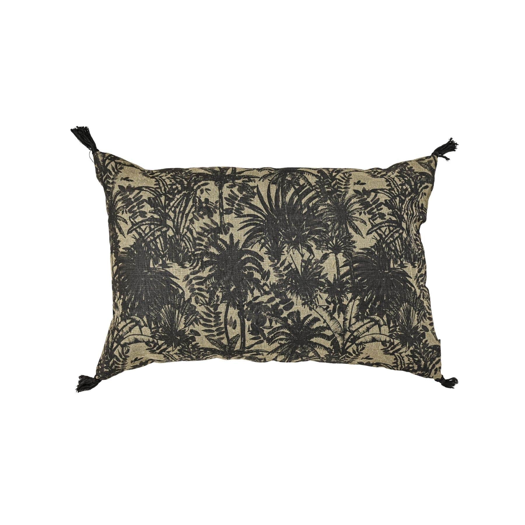 Zoco Home Decor/Textile Linen Cushion Cover | Mahe Palm | Kaki 40x60cm