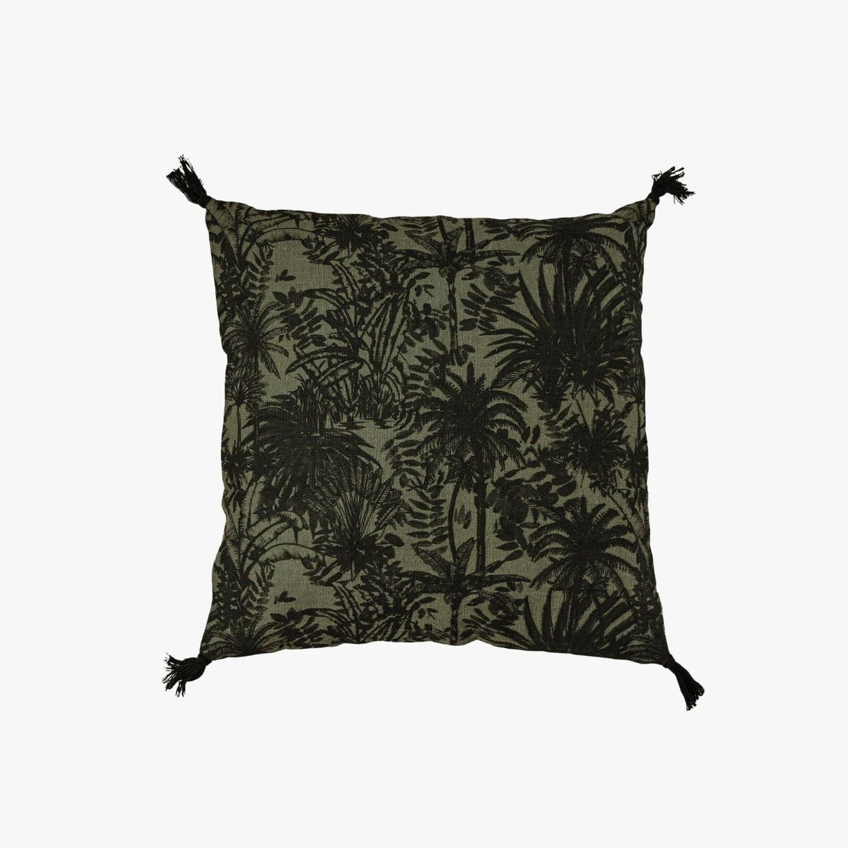 Zoco Home - Housse de coussin en lin | Mahe Palm | Kaki 45 x 45 cm