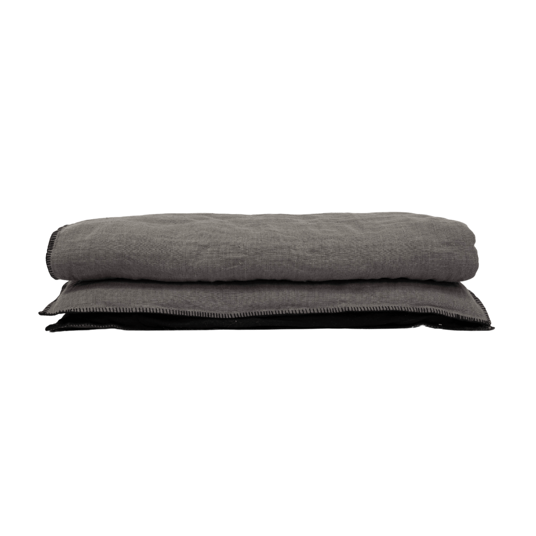 Zoco Home THROWS & BLANKETS Linen Quilt | Embroidered Edge | Granit 200x85cm