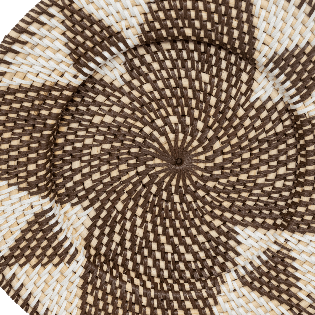 Zoco Home Lontar Deco Basket | Diamond Motif | Brown/White 30cm