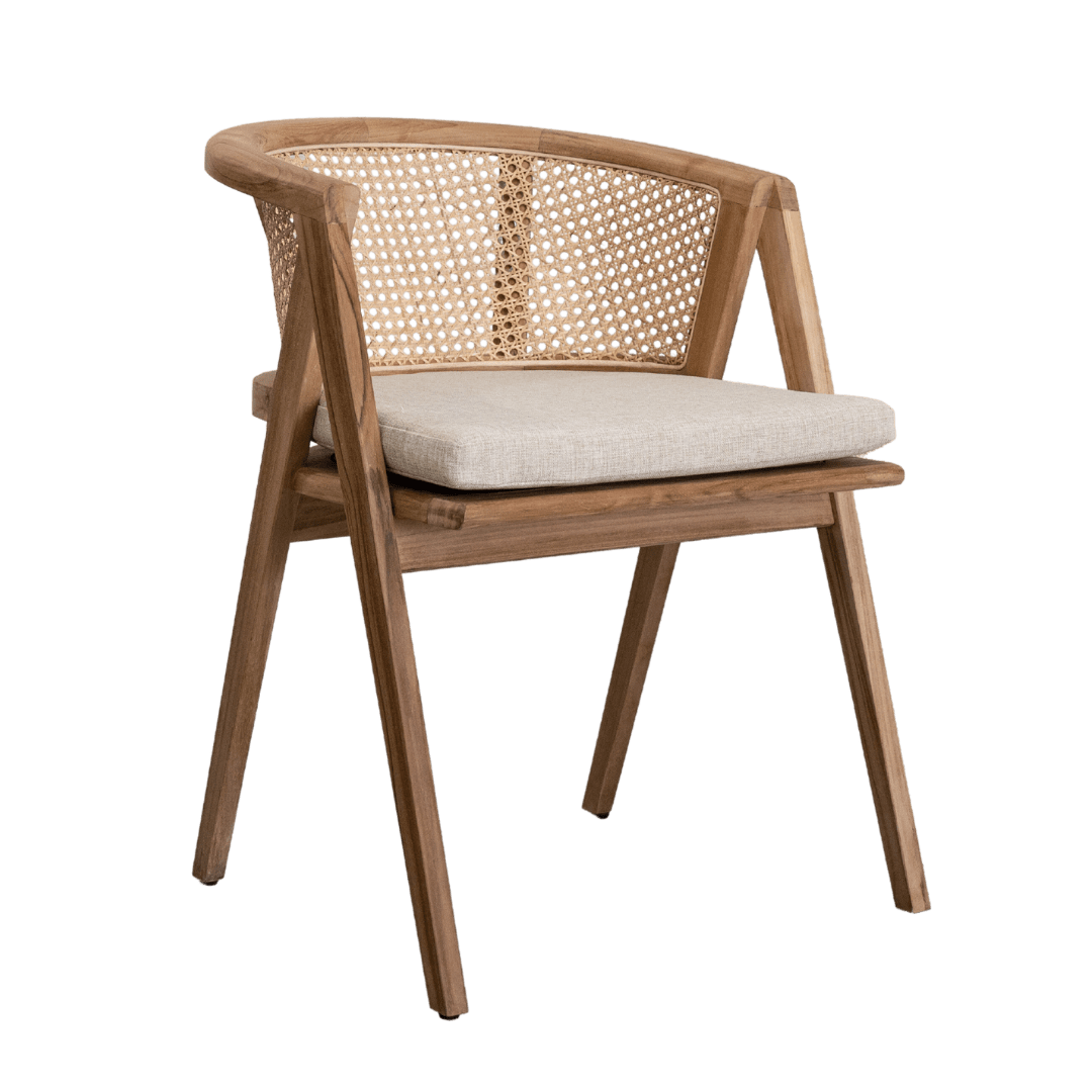 Maluku Dining Chair in Teak Wood and Rattan – Zoco Home
