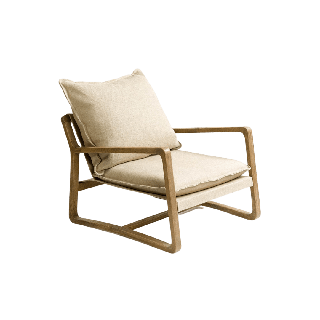 Zoco Home Oak Armchair | Natural Lino 76x93x62cm