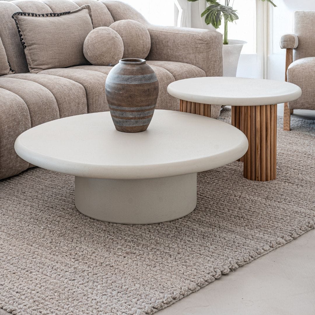Odessa Egg-Shapped Coffee Table – Organic Microcement Table – Zoco