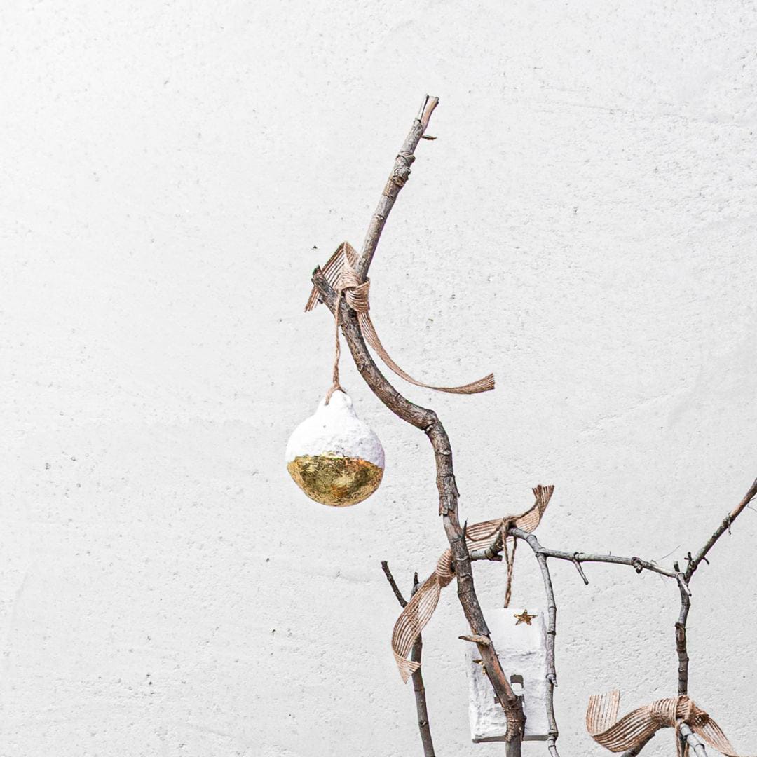 Zoco Home Decor/Christmas Paper Mache Christmas Bicolor Ornament