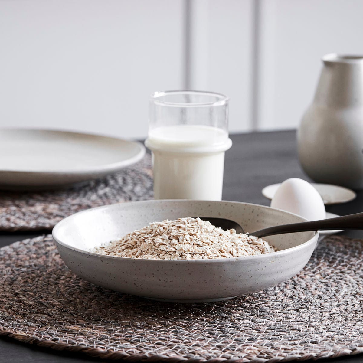 Zoco Home Decor/Kitchen Pion Stoneware Bowl | White/Grey 19x4cm