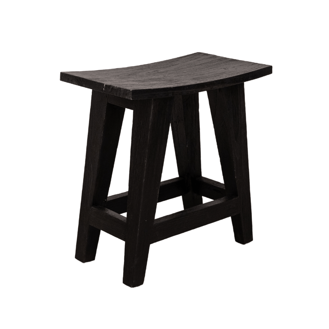 Zoco Home Furniture/Chair Recycled Teak Stool | Black 48x28x50cm