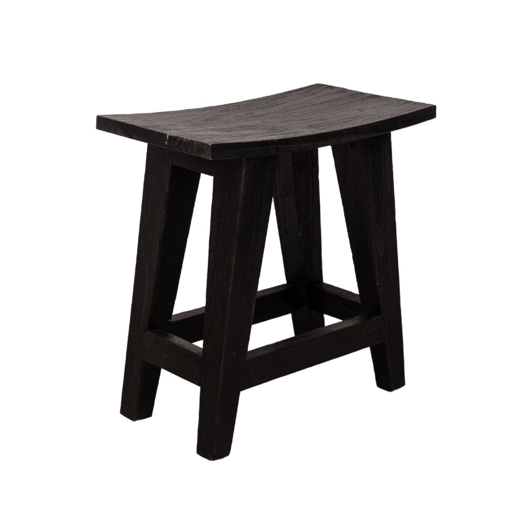 Zoco Home Furnitures Recycled Teak Stool | Black 48x28x50cm