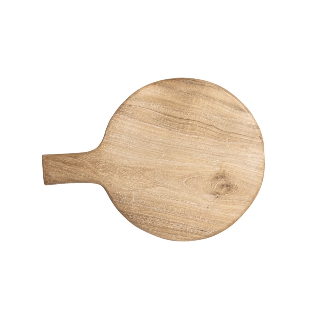 Zoco Home Decor/Kitchen/Accessories Round Teak Cutting Board Paddle Handle