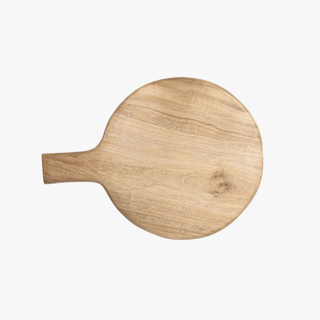 Zoco Home Decor/Kitchen/Accessories Round Teak Cutting Board Paddle Handle