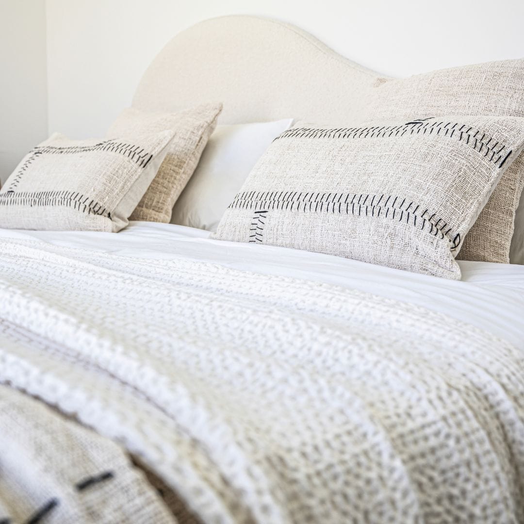 Zoco Home Decor/Textile Soraya Cotton Cushion Cover Stitches | Off-White | 40x60cm