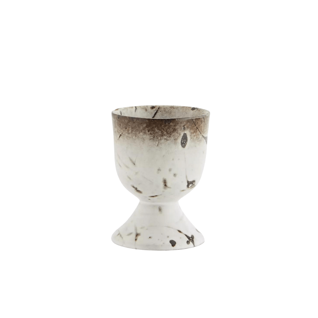 Zoco Home Decor/Kitchen Stoneware Egg Cup | White/Brown 6.5cm