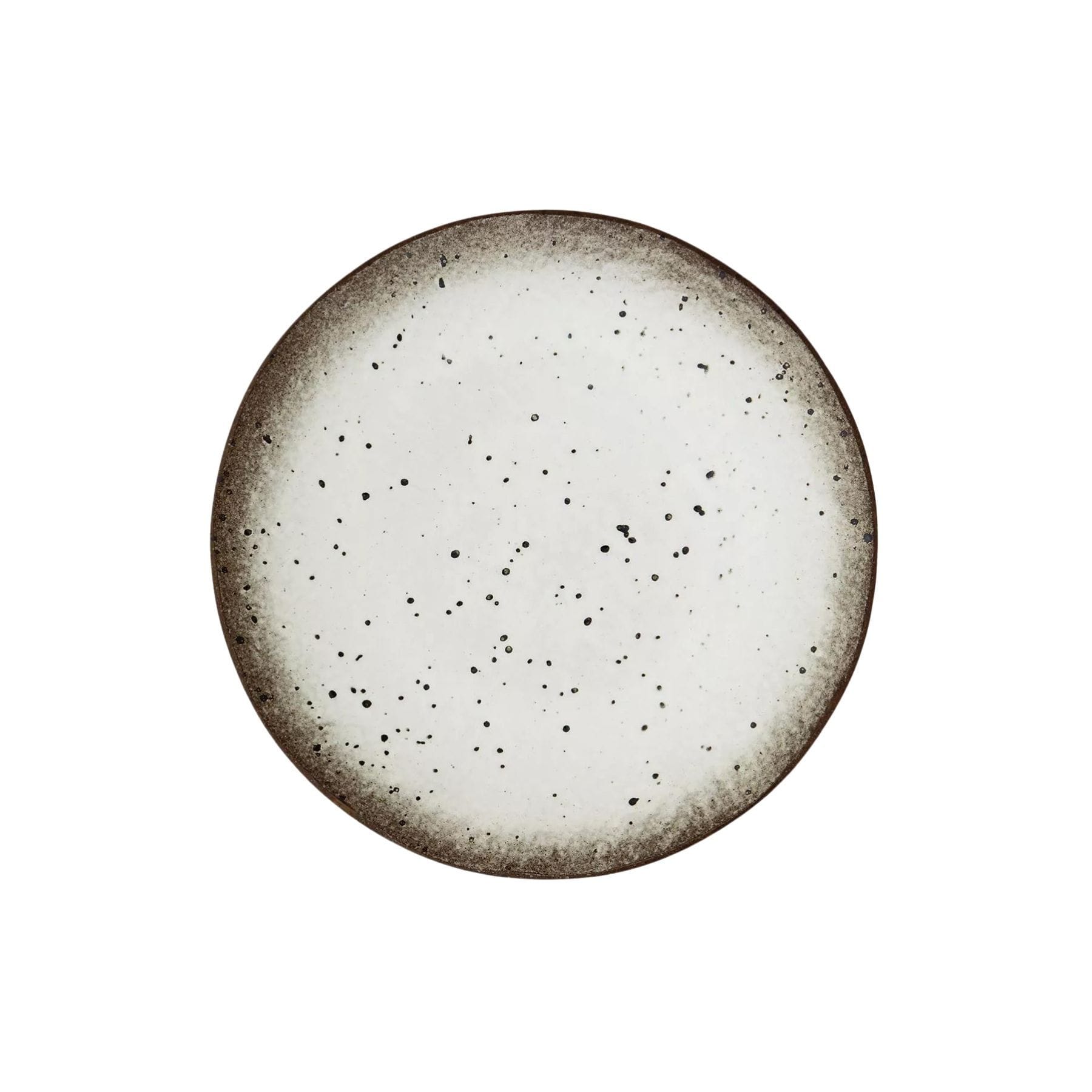 Zoco Home Decor/Kitchen Stoneware Plate | White/Brown 28cm