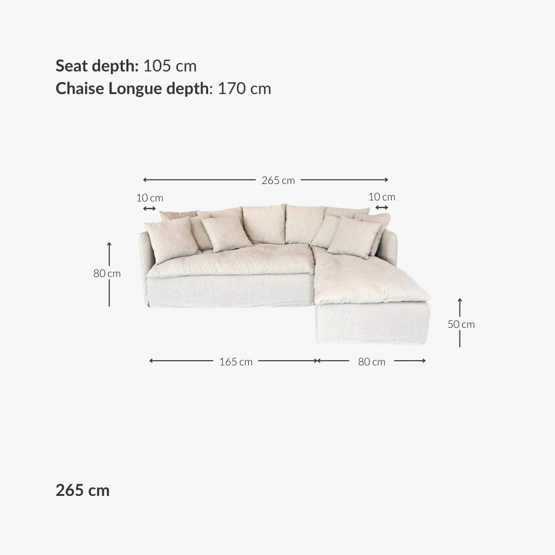 Zoco Home Furniture Tarifa Linen Chaise Longue Sofa
