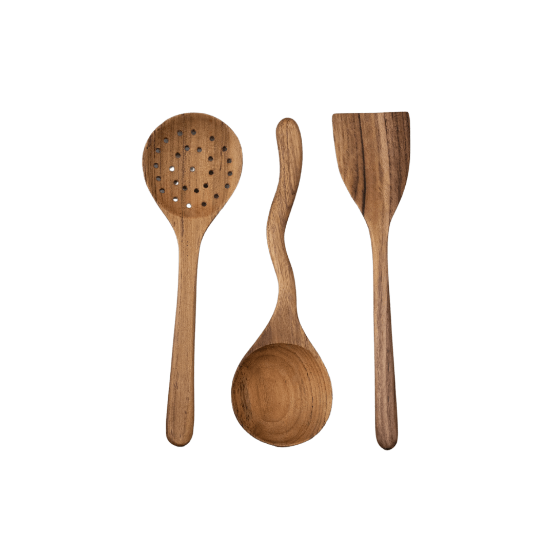 Zoco Home Decor/Kitchen Teak Cooking Set of 3 | 31cm