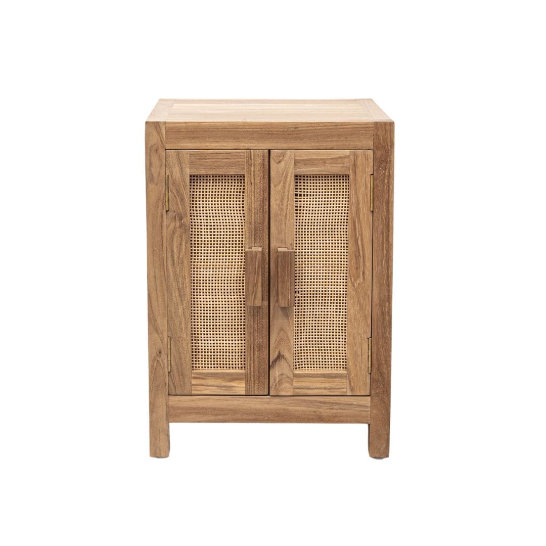 Zoco Home Furniture/Table Teak & Rattan Nightstand