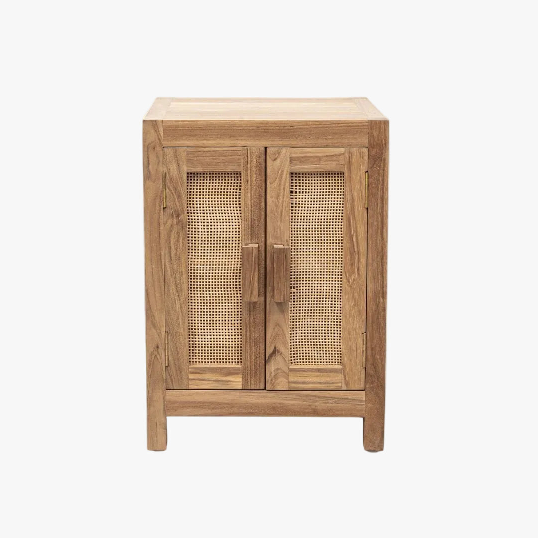 Zoco Home – Nachttisch aus Teakholz und Rattan