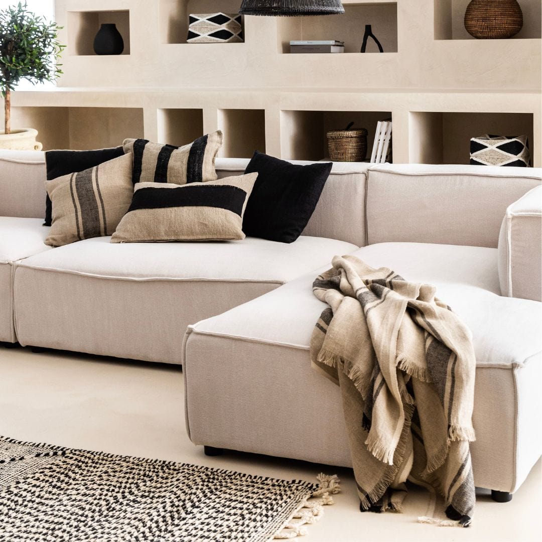 Zoco Home Textiles Tizza Linen Bedspread | Black 135x190cm