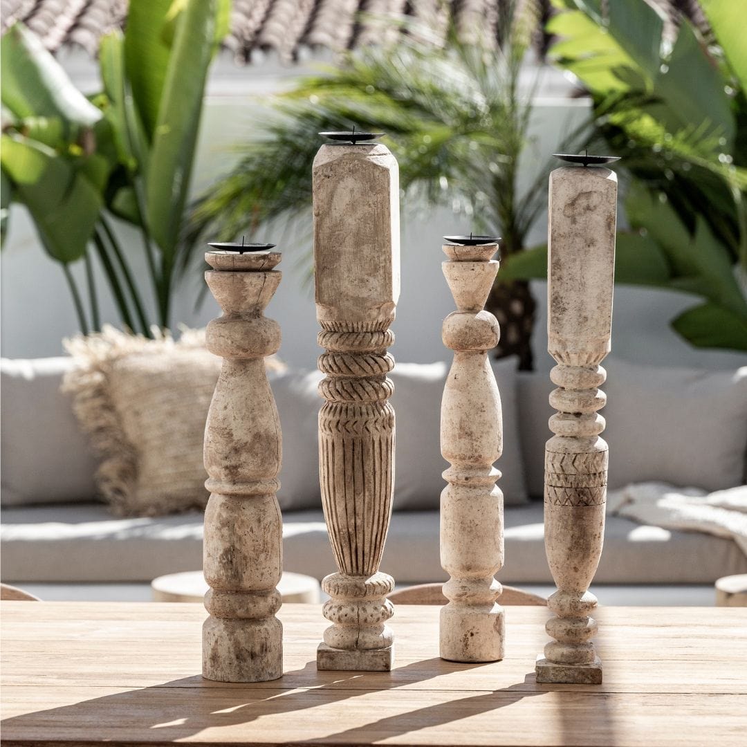 Zoco Home Decor/Accessories Vintage wooden candle holder | 50cm