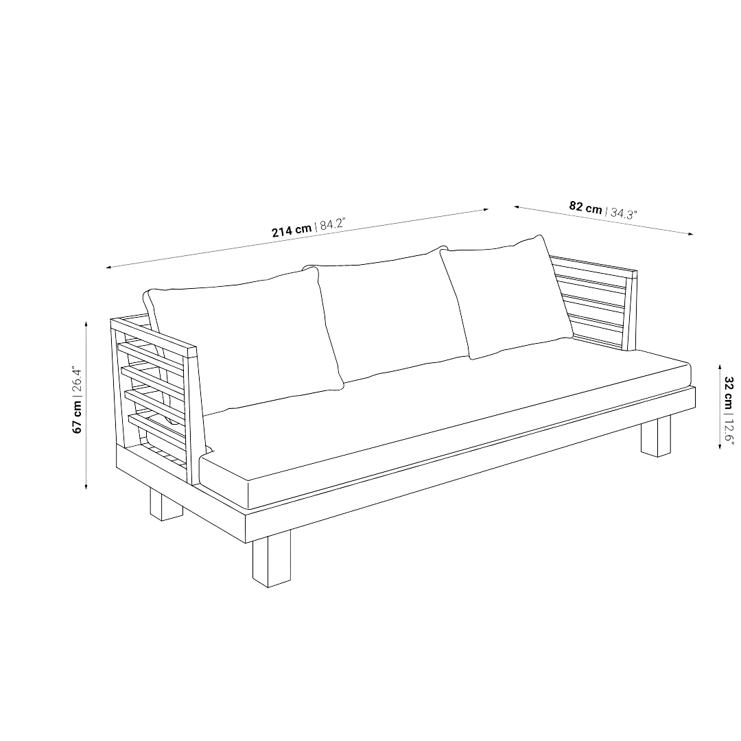 Zoco Home Amaya Triple Sofa | White