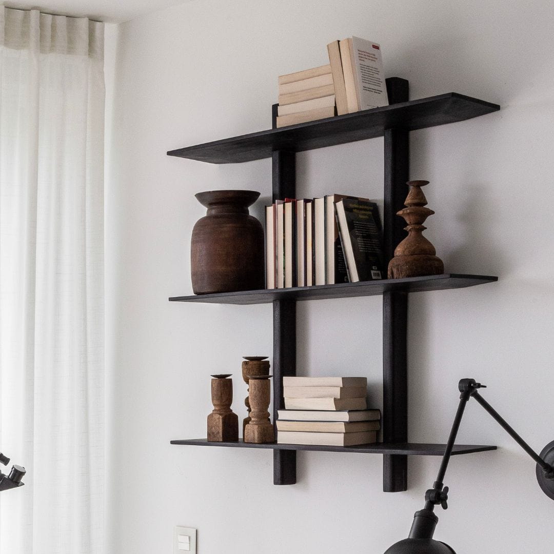 Zoco Home Furniture Bali Shelf | Black 90x20x100cm
