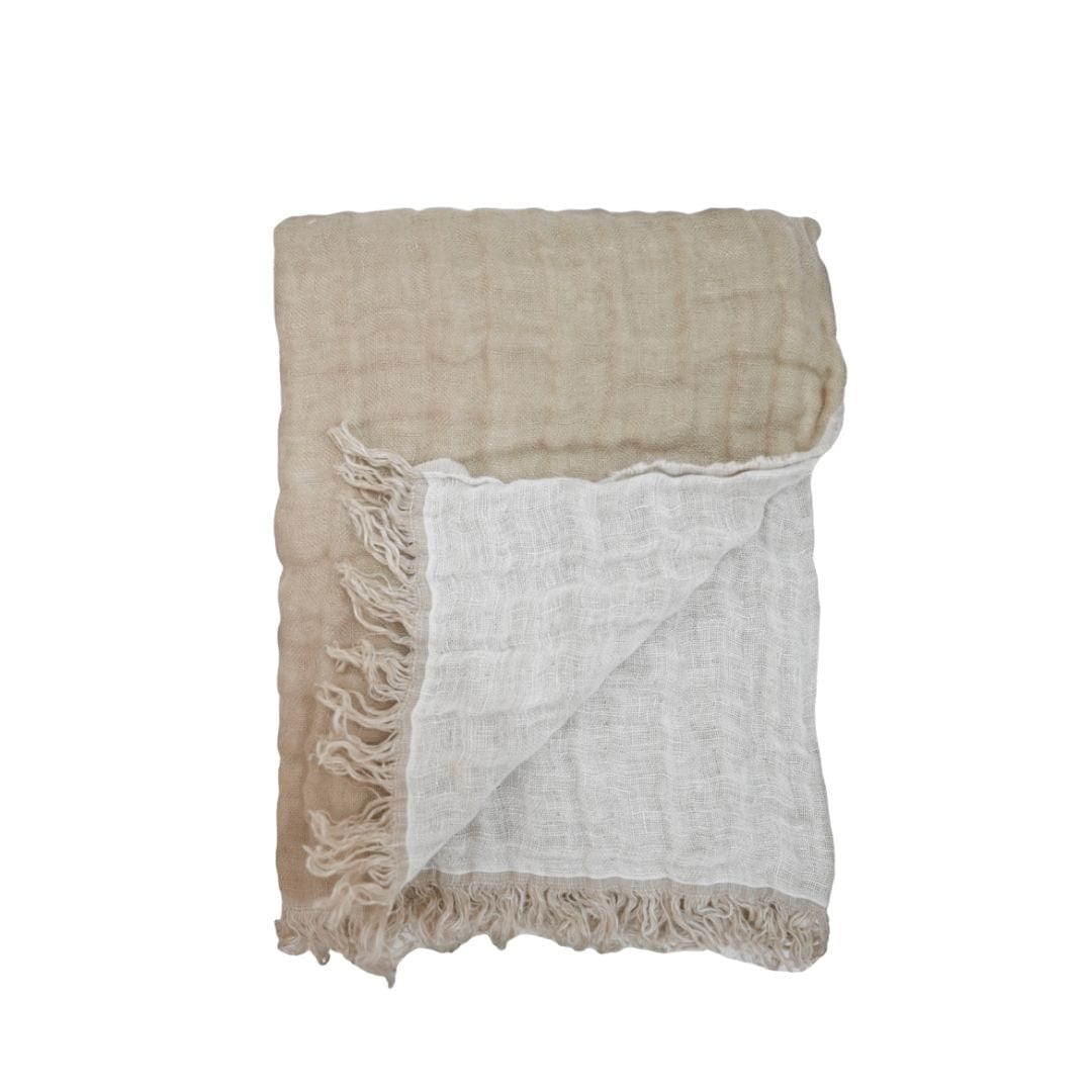 Zoco Home Textiles Linen Bedspread | Natural/White | 135x200cm