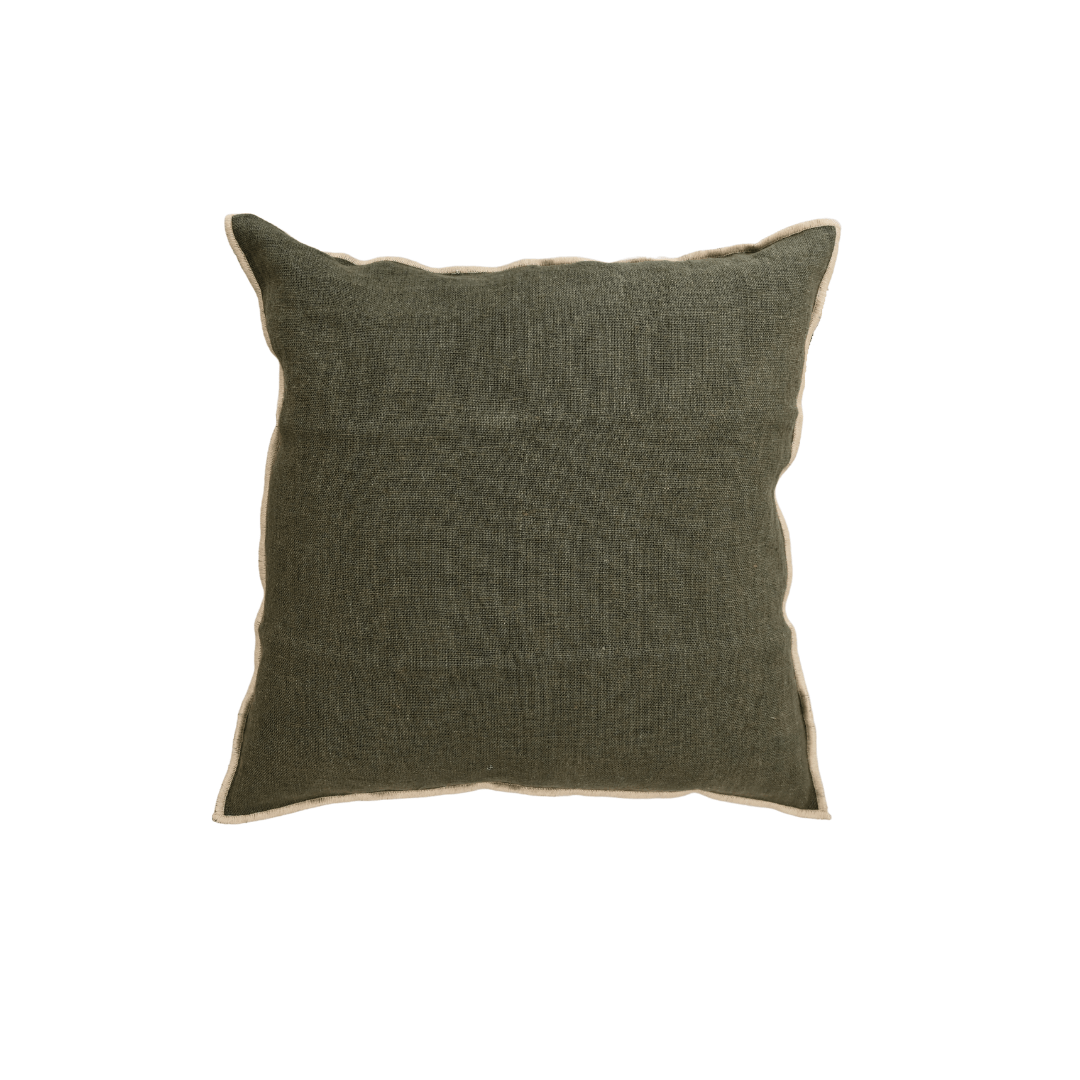 Zoco Home Cushion Linen Cushion Cover Nai Edge |  Kaki 45x45cm