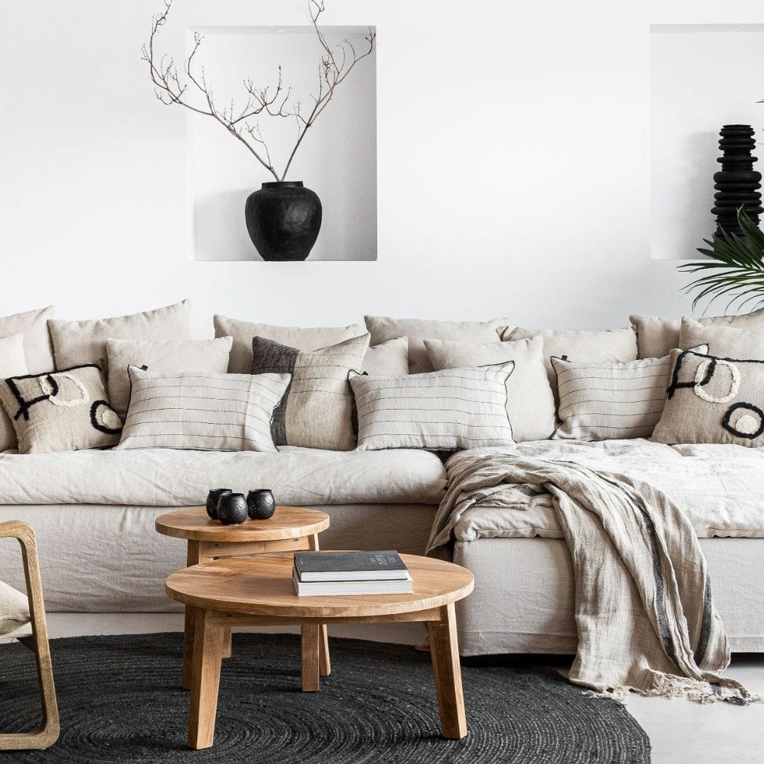 Zoco Home Cushion Linen Cushion Cover | Stonewashed Natural/Black NB 40x60cm