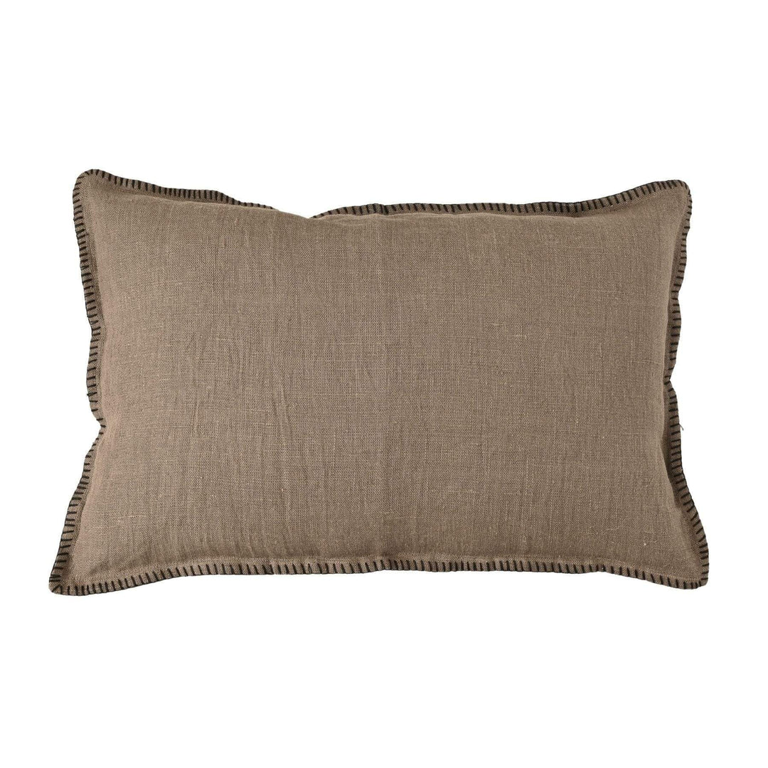 Zoco Home Linen Pillow | Embroided Edge Brownie | 40x60cm