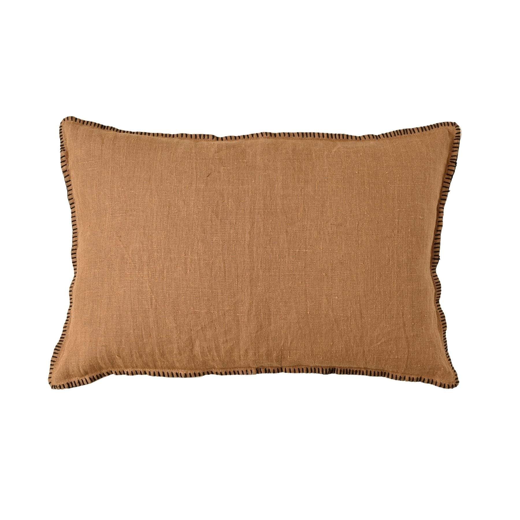 Zoco Home Linen Pillow | Embroided Edge Tobacco | 40x60cm