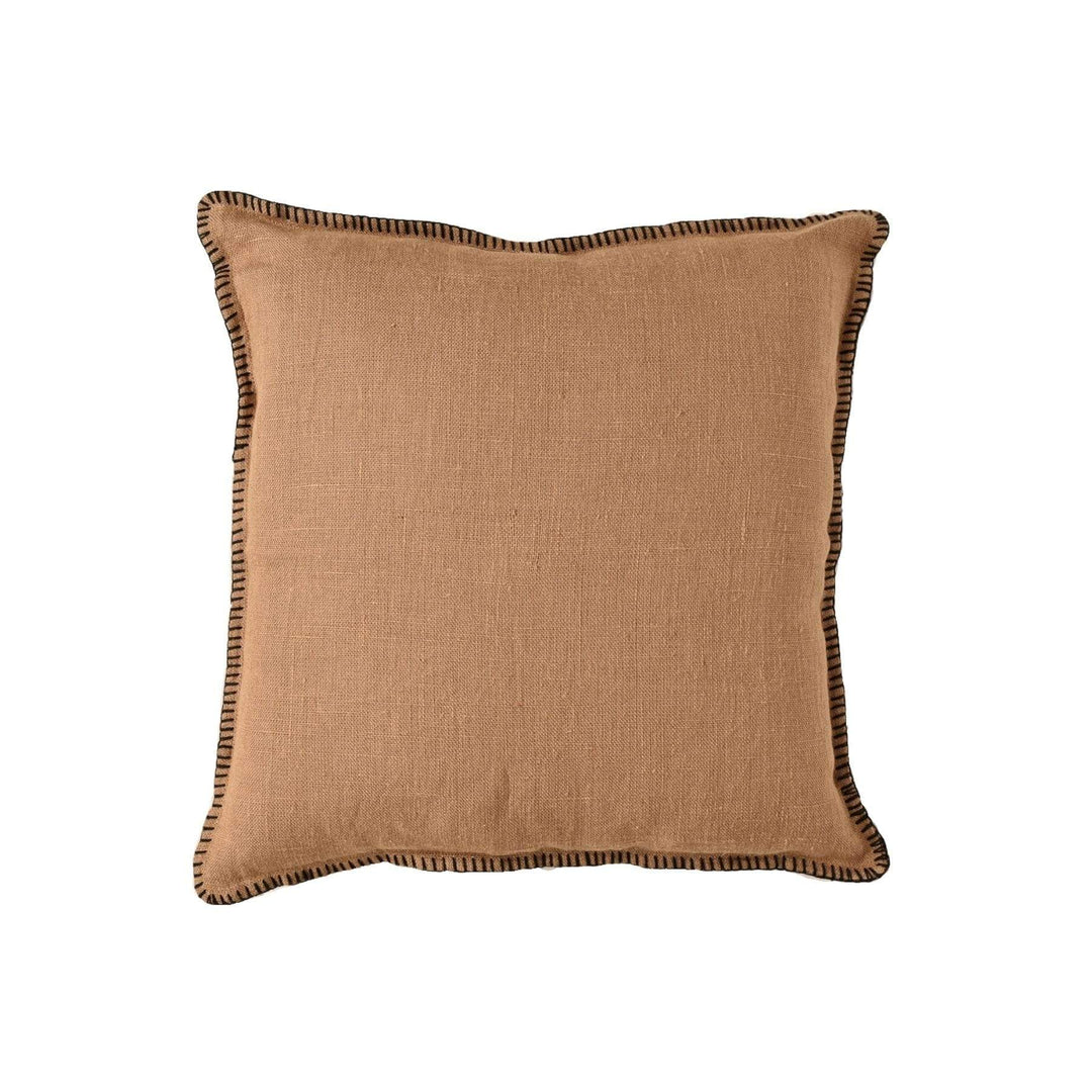 Zoco Home Pillows / Textiles Linen Pillow | Embroided Edge Tobacco | 45x45cm