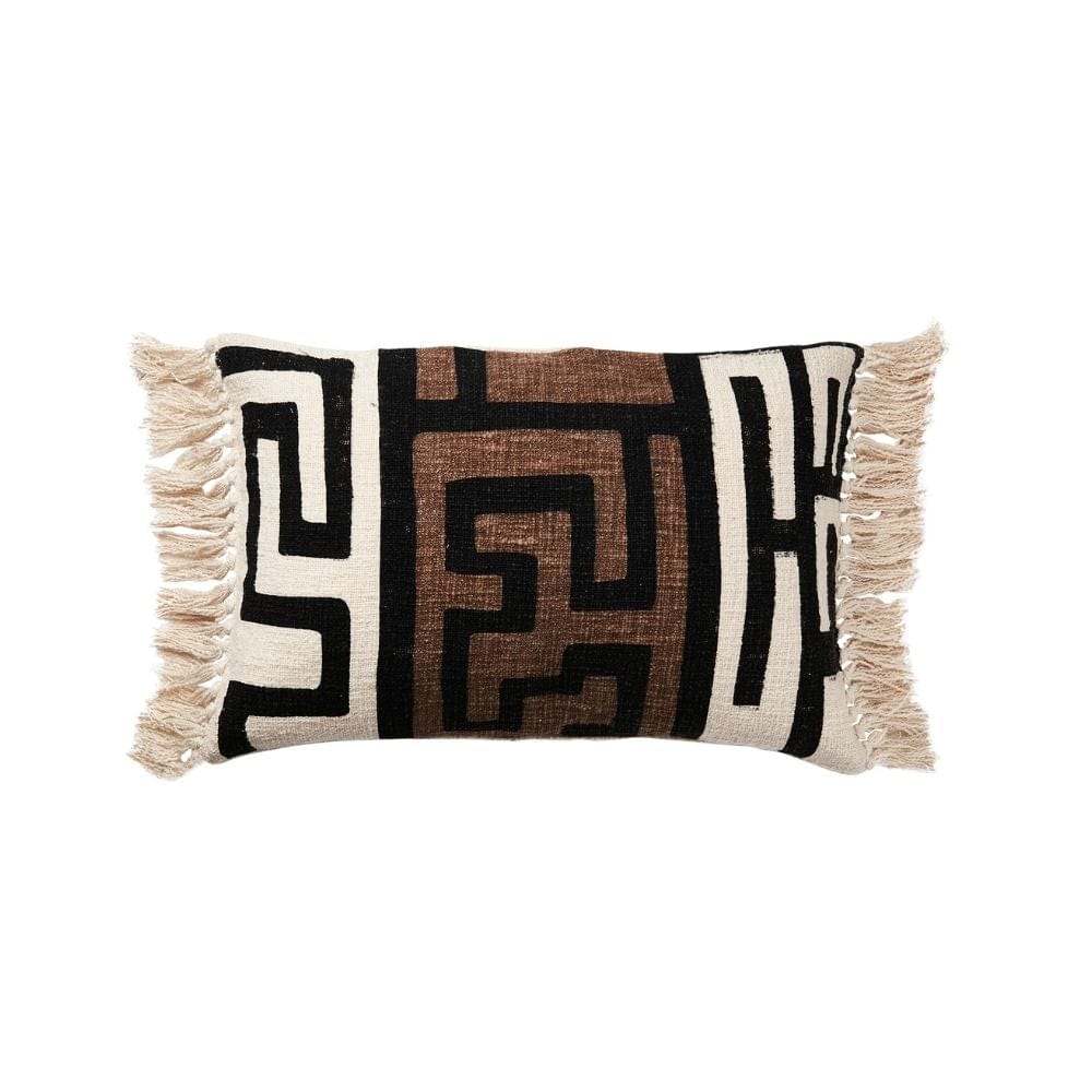 Zoco Home Mali Fringe Pillow | Black/Brown 40x60cm