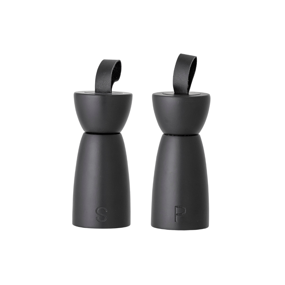 Zoco Home Rubberwood Salt & Pepper Mill Set | Black 6.5x15cm