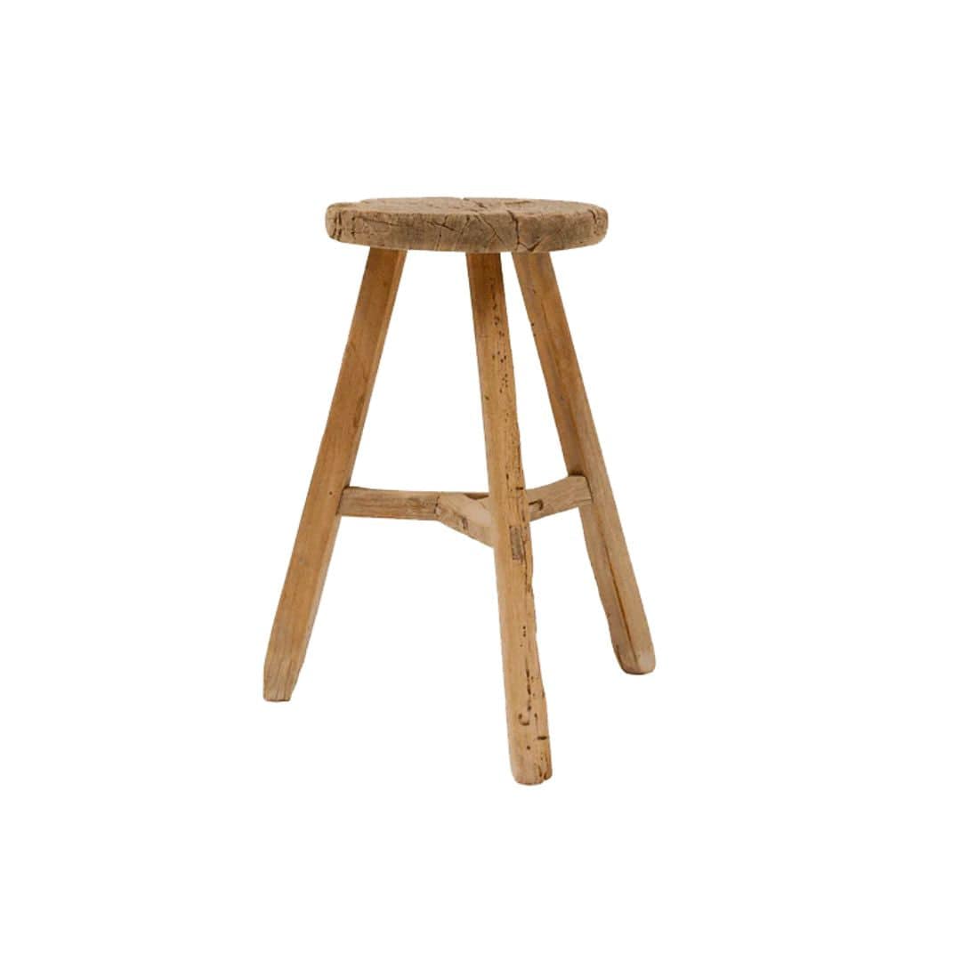 Zoco Home Vintage Elm Wood Round Stool