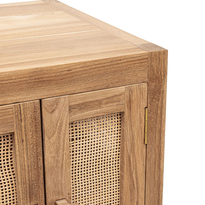 Teak & Rattan Nightstand